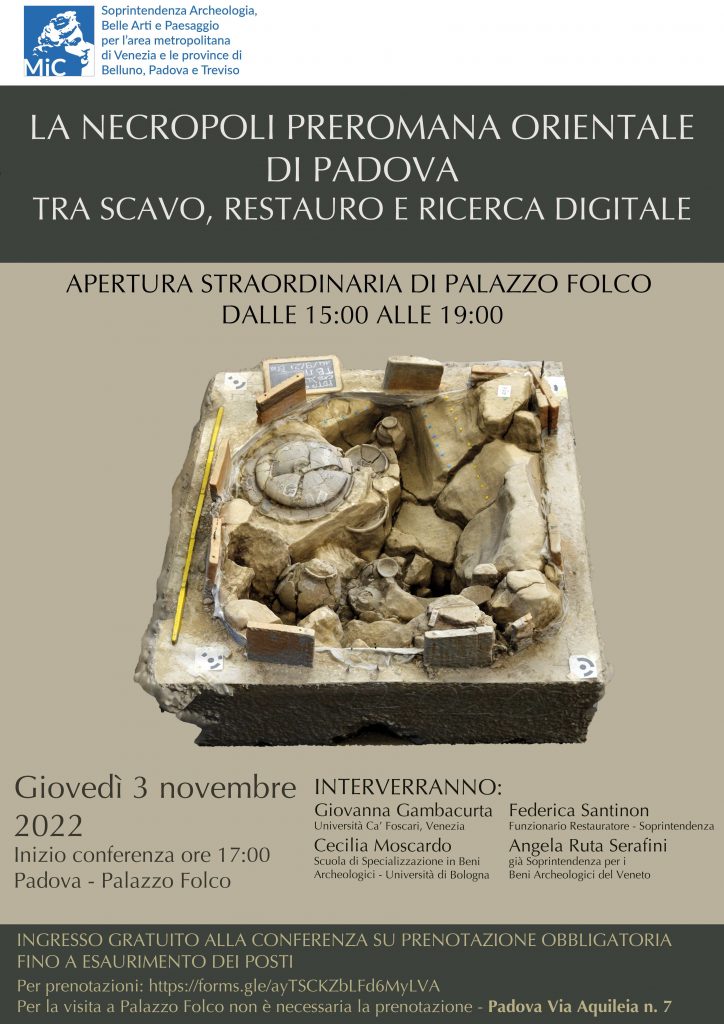 3 novembre | La necropoli preromana orientale di Padova tra scavo, restauro e ricerca digitale