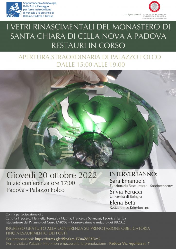 20 ottobre | I vetri rinascimentali del Monastero di Santa Chiara di Cella Nova a Padova. Restauri in corso.