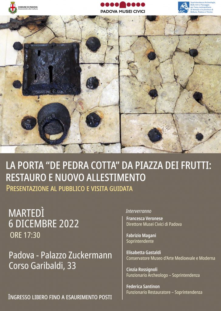 Padova, 6 dicembre | La porta “de pedra cotta” da Piazza dei Frutti: restauro e nuovo allestimento