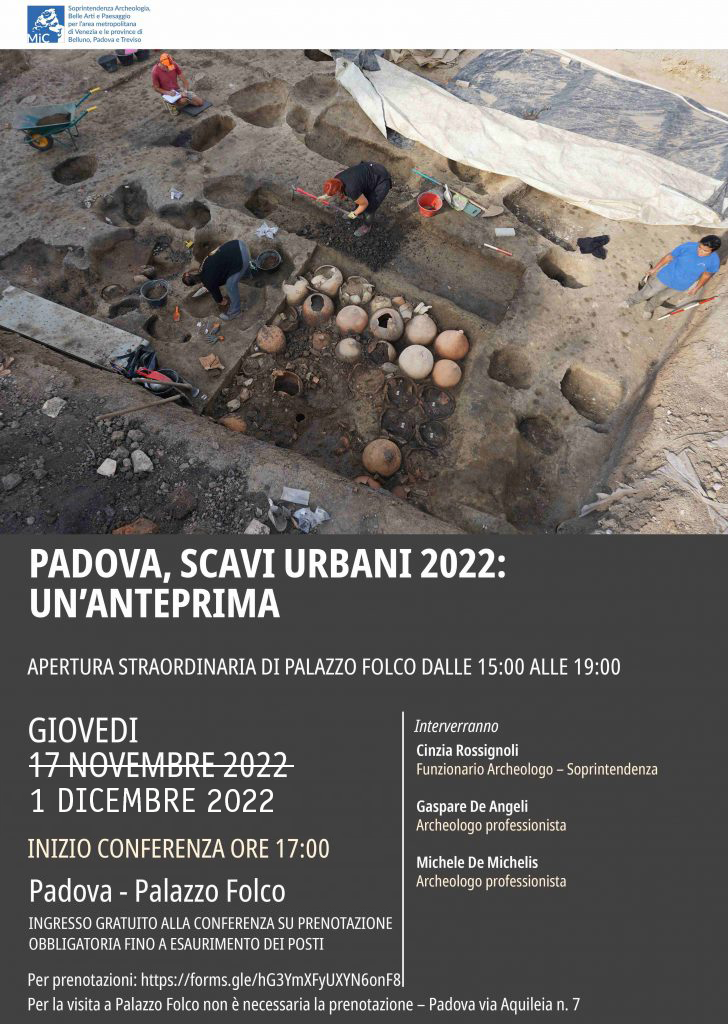 RINVIATA – Nuova data 1 dicembre | Padova, scavi urbani 2022: un’anteprima