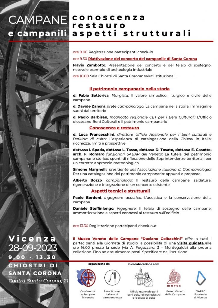 “Campane e campanili: conoscenza, restauro, aspetti strutturali”: a Vicenza una giornata di studi sul patrimonio campanario storico