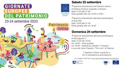 Giornate Europee del Patrimonio: 23 e 24 settembre, aperture straordinarie e visite guidate gratuite