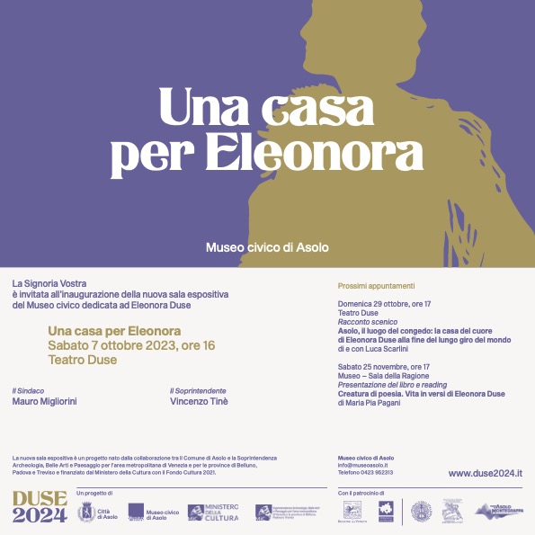 Si inaugura la nuova sala espositiva dedicata ad Eleonora Duse del Museo civico di Asolo, frutto di un progetto tra il Comune e la Soprintendenza