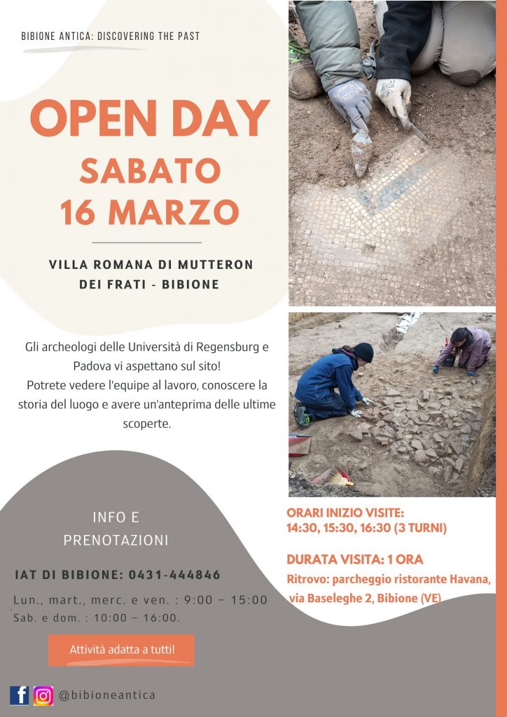 OPEN DAY – lo scavo della villa romana di Mutteron dei Frari a Bibione (Ve). Sabato 16 marzo visita guidata, solo su prenotazione