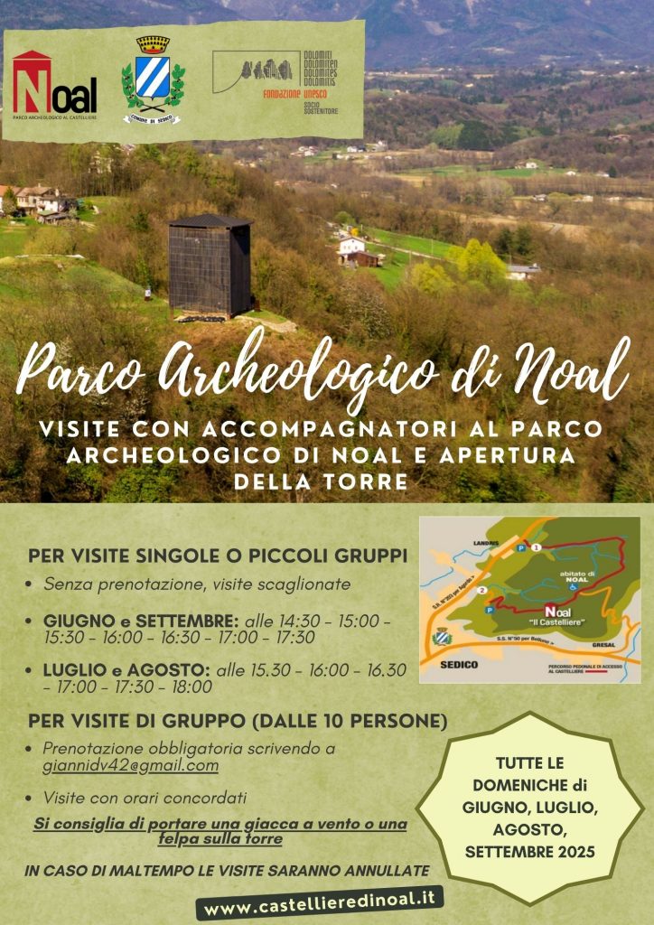 Visite gratuite al parco archeologico del Castelliere di Noal a Sedico (Bl) tutte le domeniche da giugno a settembre