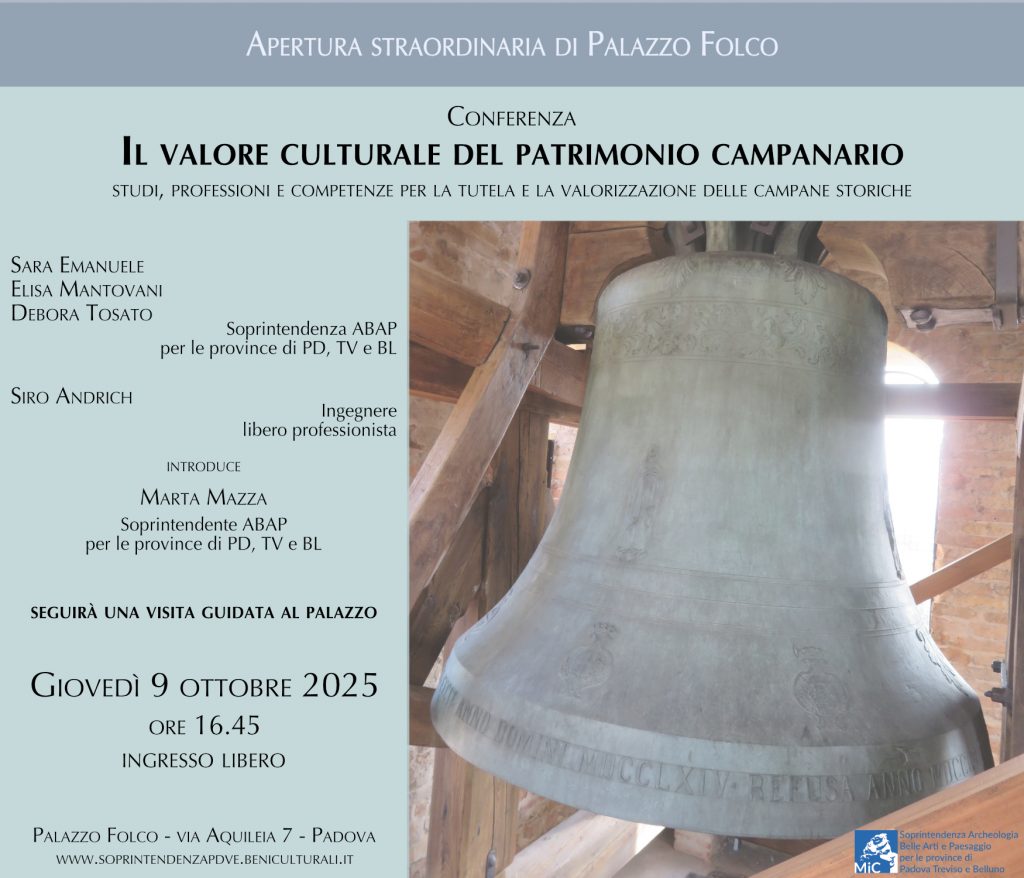 Padova | Palazzo Folco ospita la conferenza “Il valore culturale del patrimonio campanario. Studi, professioni e competenze per la tutela e la valorizzazione delle campane storiche”