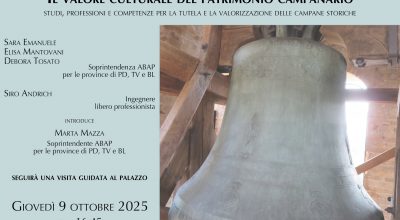 Padova | Palazzo Folco ospita la conferenza “Il valore culturale del patrimonio campanario. Studi, professioni e competenze per la tutela e la valorizzazione delle campane storiche”