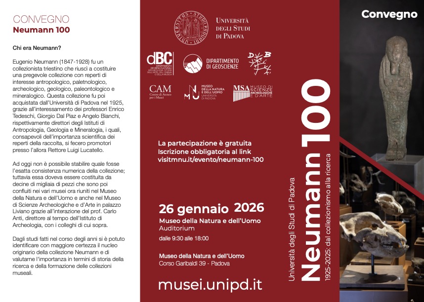 “Neumann 100. 1925-2025: dal collezionismo alla ricerca”, una giornata di approfondimento incentrata sulla figura del collezionista triestino Eugenio Neumann al Museo della Natura e dell’Uomo di Padova