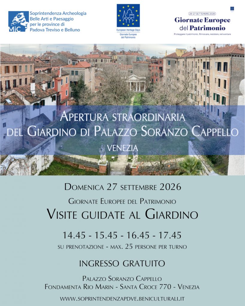 GEP 2026 | Apertura straordinaria di Palazzo Soranzo Cappello a Venezia e visite guidate al suo giardino storico